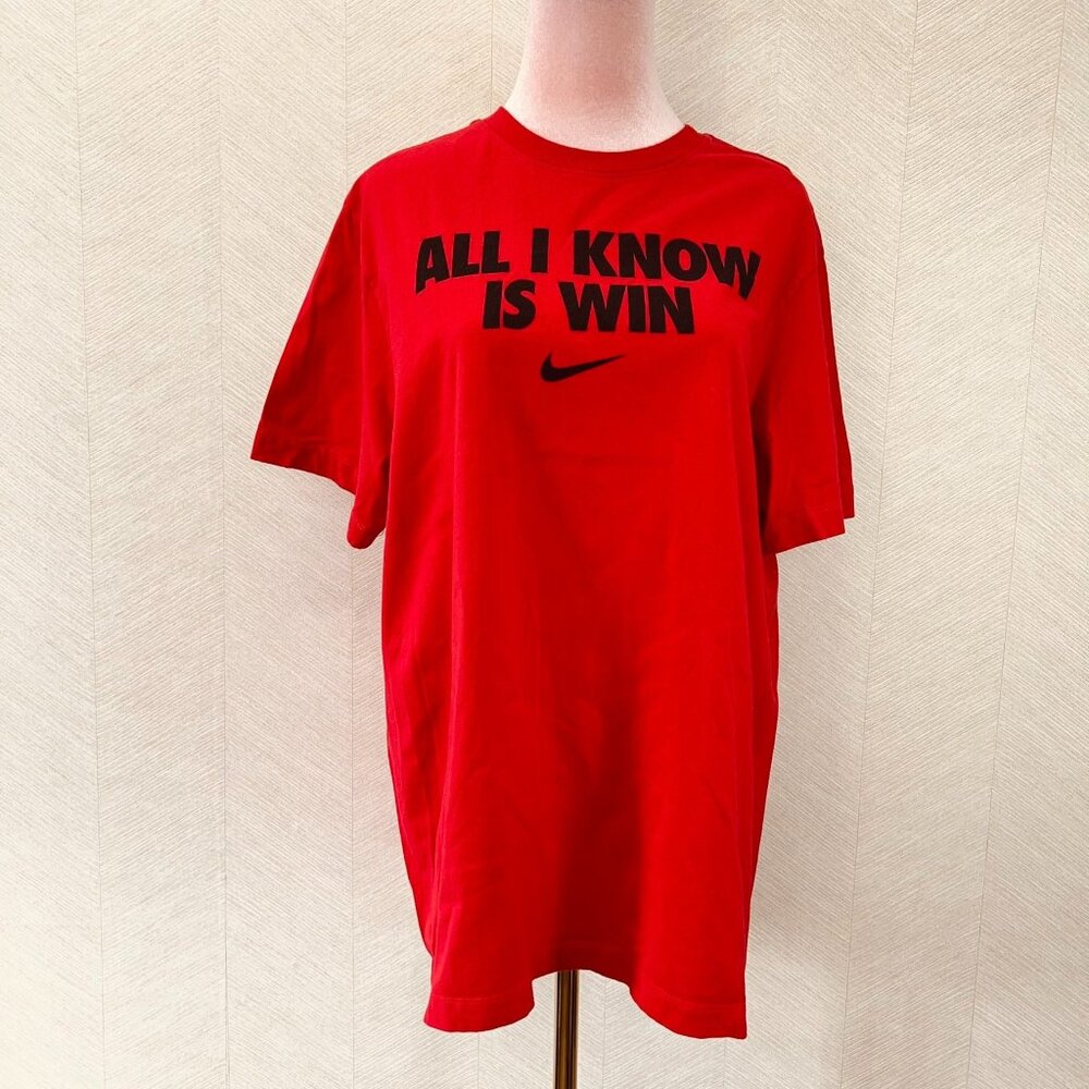 Nike Red and Black “All I Do is Win” Graphic Print T-shirt Mens Size L